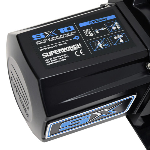 Superwinch 1710204 - 10000 LBS 12V DC 3/8in x 80ft Synthetic Rope SX10SR Winch - Semi Gloss Black