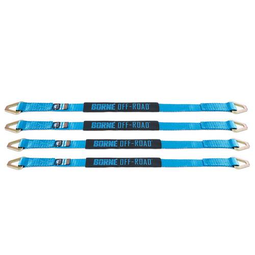Borne Off-Road BNRTC-TD-4BL - Vehicle Ratchet Tie-Down Kit (4 pack) Blue Borne Off-Road BNRTC-TD-4BL - Vehicle Ratchet Tie-Down Kit (4 pack) Blue