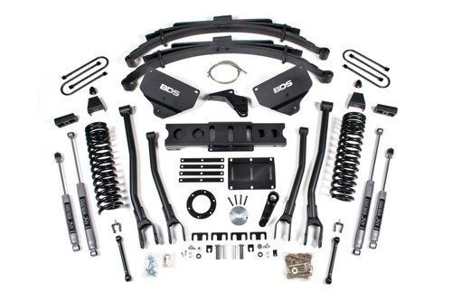 BDS Suspension BDS1614H - 8 Inch Lift Kit w/ 4-Link Ram 3500 13-18 4WD Diesel Rear Lift Leaf Springs 6 Bolt Indexing Ring NX2 Nitro Shocks
