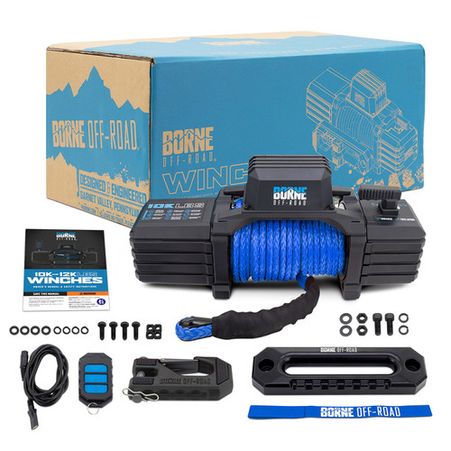 Borne Off-Road BNWN-10-SBL - 10K Winch - Blue Synthetic Rope