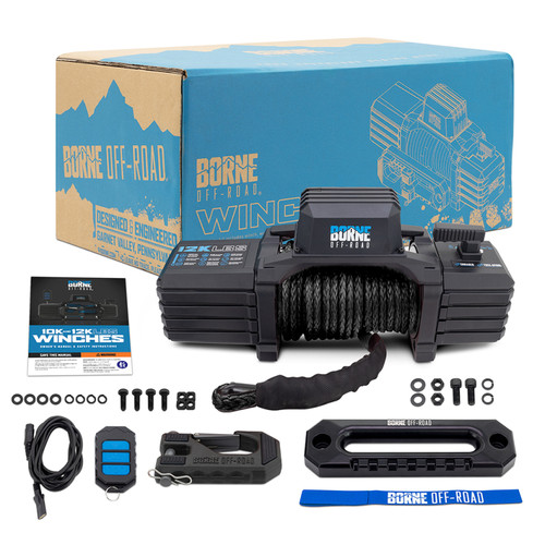 Borne Off-Road BNWN-12-SBK - 12K Winch - Black Synthetic Rope
