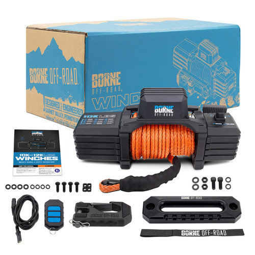 Borne Off-Road BNWN-10-SOR - 10K Winch - Orange Synthetic Rope
