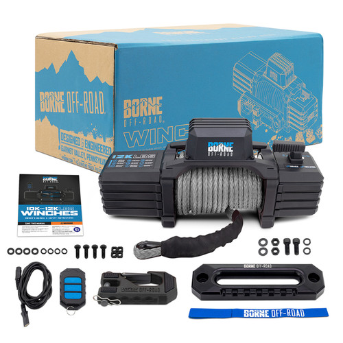 Borne Off-Road BNWN-12-SGR - 12K Winch - Grey Synthetic Rope