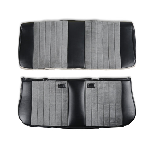 Brothers Trucks 05-310 - Seat Upholstery Kit - Standard Pleat Cloth/Vinyl - Black/Silver