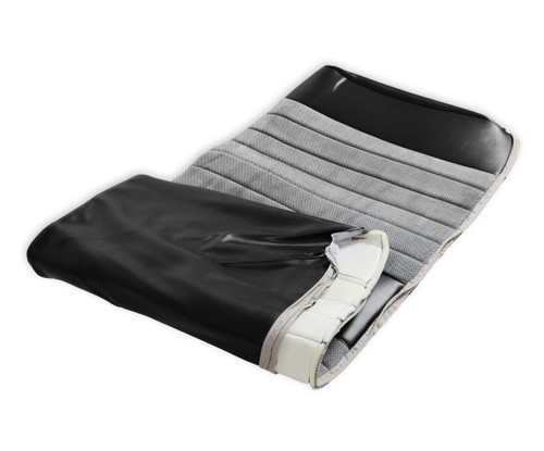 Brothers Trucks 05-310 - Seat Upholstery Kit - Standard Pleat Cloth/Vinyl - Black/Silver