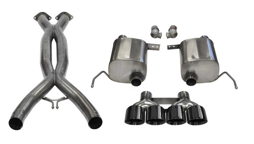 Corsa Performance 14764CBBLK - 2.75 Inch Valve-Back Sport Exhaust w/X-Pipe Dual Rear Exit Quad 4.5 Inch Black Tips 14-Present Chevy C7 Corvette Plus Grand Sport 6.2L V8 Stainless Steel  Performance
