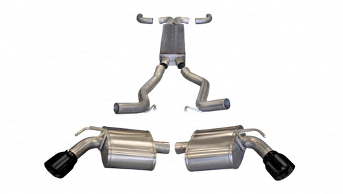 Corsa Performance 14964BLK - 2.5 Inch Cat-Back + X-Pipe Dual Rear Exit with Single 4.0 Inch Black PVD Pro-Series Tips  Performance