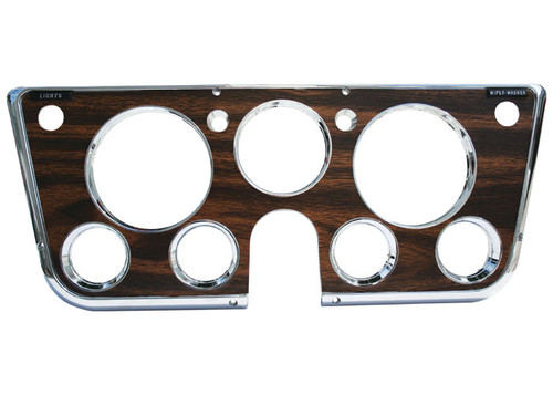 Brothers Trucks INST305 - Instrument Bezel - 7 Hole w/ Gauges - Chrome/Woodgrain
