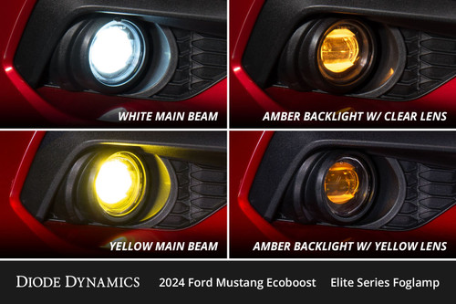 Diode Dynamics DD7968 - Elite Series Add-On Fog Lamp Kit for 2024 Ford Mustang GT White