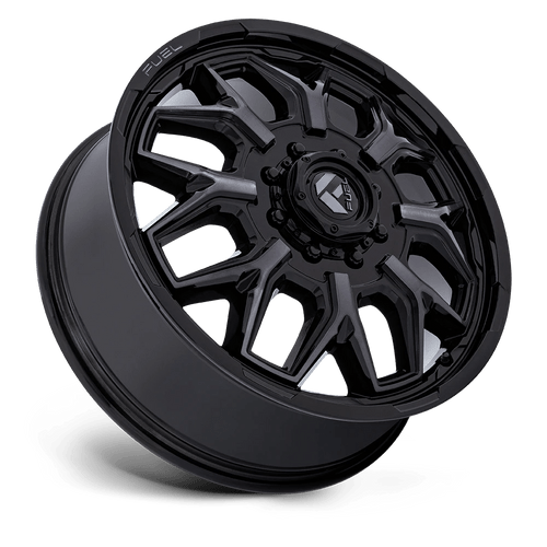 Fuel Wheels D87520827245 - D875 Flux Dually 20X8.25 Gloss Black Brush-Fc Gray Tint