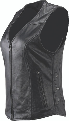 Kuryakyn 094412 - Leather By River Road Plains Leather Vest Black Womens - Small