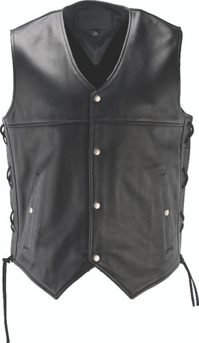 Kuryakyn 094431 - Leather By River Road Old Skool Leather Vest Black - Small