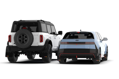Rally Armor MF85-RR-PL-BCE24-BLK - 21-25 Ford Bronco RR-PL Rock Rail-Plastic Rear Bumper BCE Logo