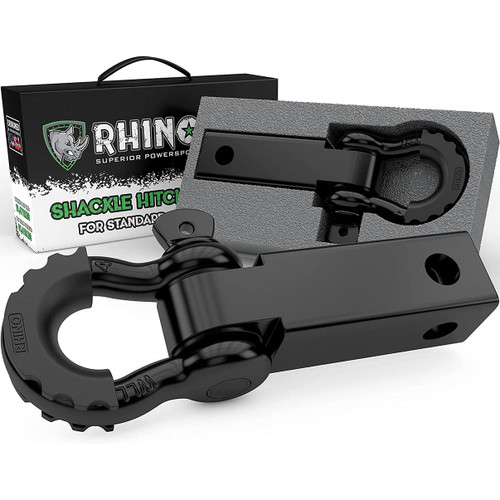 Rhino USA RSHCK-HTCH - Shackle Hitch Receiver W/ D-Ring (Black)