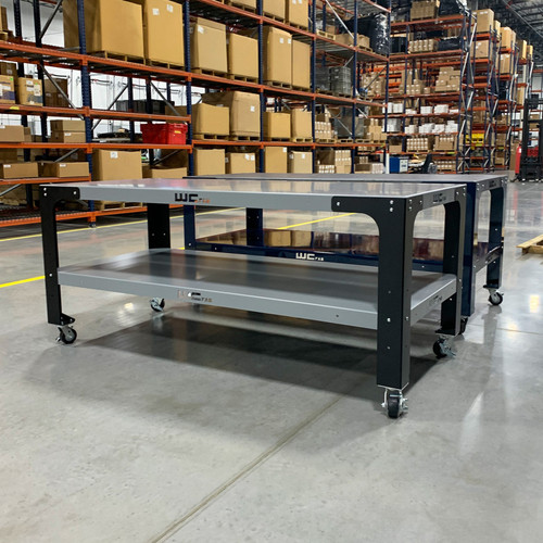 Wehrli WCF25-40-120-FB - Modular Steel Work Bench Leg Kit 40in Tall x .120in Thick - Flat Black