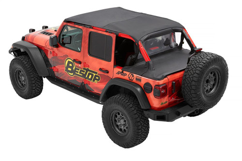 Bestop 52612-35 - Jeep Bikini Top Header Safari Bikini Tops For Jeep 2024-Current Wrangler JL 4 Door Black Diamond Fabric