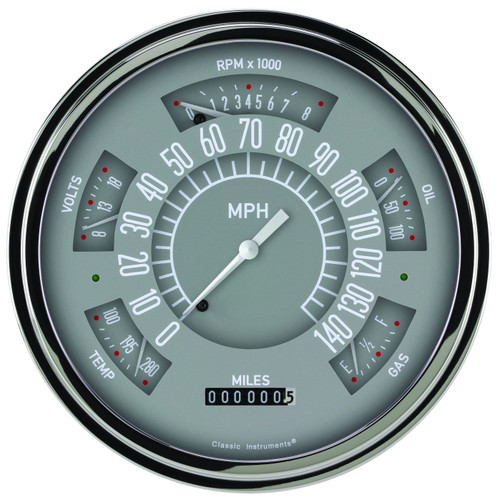 Classic Instruments FB66GSLF - 66-77 FORD BRONCO GREY STAINLESS