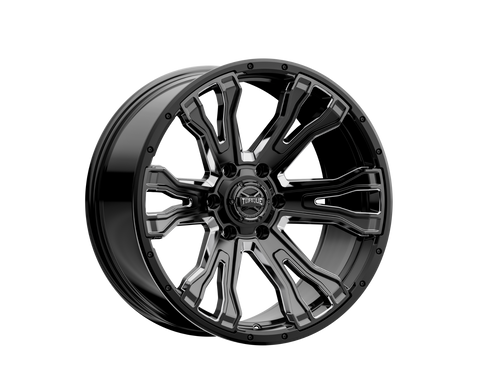 Rough Country TW407C-20908413-12 - Torque Prime / Gloss Black w/Milled Accent / 20x9 / 6x5.5 / -12mm