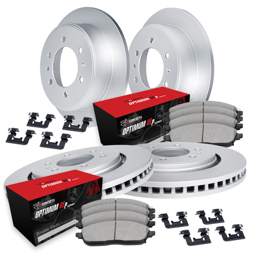 R1 Concepts WDUH2-67035 - R1 Brake Rotors - Carbon Coated w/ Optimum Oe Pads & Hdw