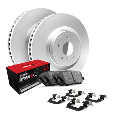 R1 Concepts WJUH1-27025 - R1 Brake Rotors - Carbon Coated w/ Optimum Oe Pads & Hdw