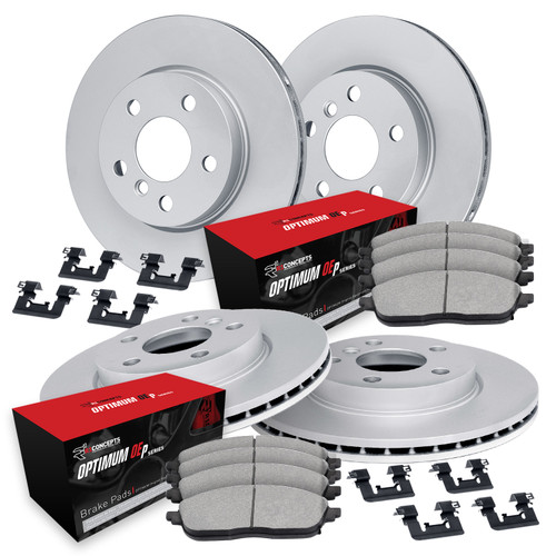 R1 Concepts WJUH2-63137 - R1 Brake Rotors - Carbon Coated w/ Optimum Oe Pads & Hdw