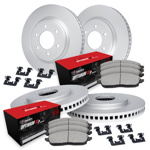 R1 Concepts WJUH2-47032 - R1 Brake Rotors - Carbon Coated w/ Optimum Oe Pads & Hdw