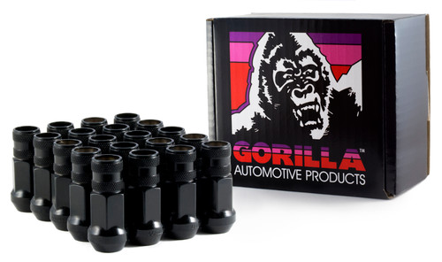 Gorilla Automotive 45028BC-20 - Forged Steel Racing Open End Lug Nuts 12mm x 1.25 3/4" Hex Black Set of 20