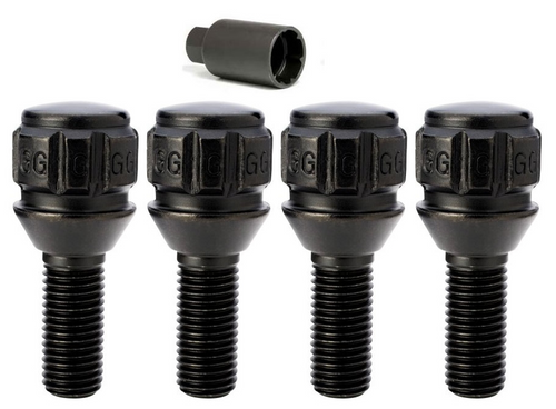 Gorilla Automotive 48018NBC - Ball Seat (R13) Lug Bolt Lock Set- 14mm x 1.50 Black 27mm Thread Length Set of 4
