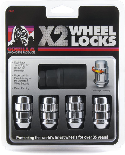 Gorilla Automotive 71631X - X2 Lock Set Acorn 3/4" & 13/16" Dual Hex- 12mm x 1.50 Chrome Set of 4