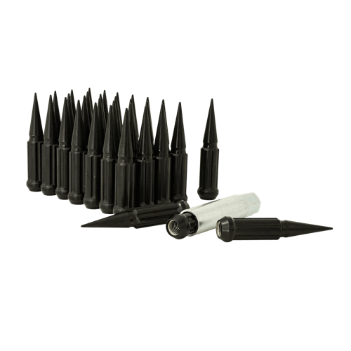 Gorilla Automotive SPK6-14200B - Small Diam Spline Spike Lug Nuts 13/16" & 7/8" Key 14mm x 2.00 Black Set of 24