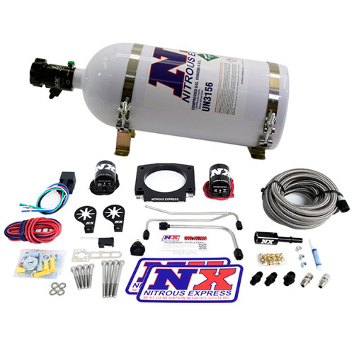 Nitrous Express 20934S-10 - LS Single Entry 90mm Plate Hardline System (50-400hp) w/10lb Bottle