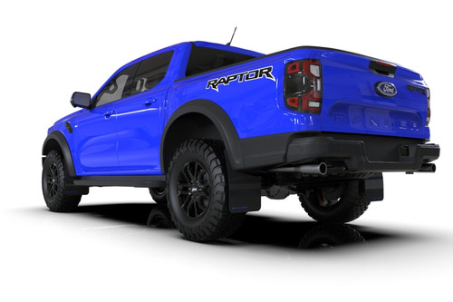 Rally Armor MF123-UR-BLK-BL - 23-25 Ford Ranger Raptor Black UR Mud Flap Blue Logo