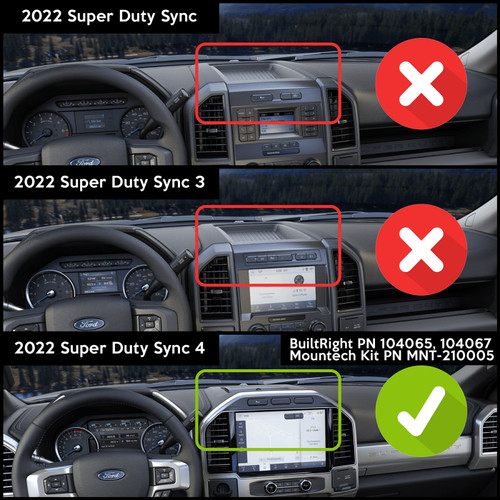 BuiltRight Industries 104065 - 2022+ Ford Super Duty F-250/350/450 (w/ 12in Screen) Dash Mount
