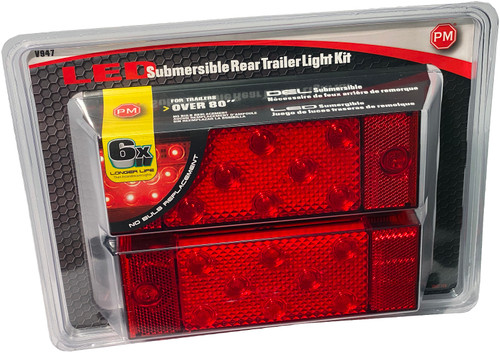 Peterson V947 - LED STOP/TURN/TAIL, & SIDE MARKER, RECTANGULAR, SUBMERSIBLE, OVER 80", KIT