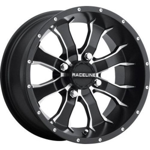 Raceline A7727037-T-25 - A77 Mamba 12x7in / 4x136.5 BP / -47mm Offset / 110.2mm Bore - Black & Machined Wheel
