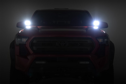 Rough Country 72103 - LED Light Kit - Ditch Mount - 2 inch Black Pair - White DRL - Toyota Tacoma (2024)