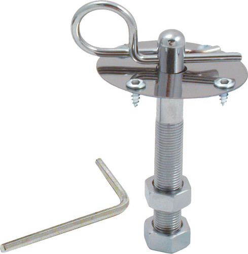 Spectre SPE-4256 - Hood Pin - 0.438 in OD x 3.75 in Long - 2.5 in OD Scuff Plates - Hairpin Clips - Hardware Included - Steel - Chrome - Kit