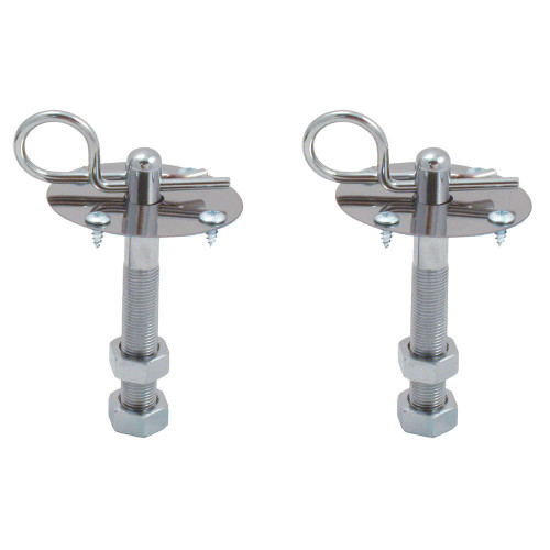 Spectre SPE-42563 - Hood Pin - 0.438 in OD x 3.75 in Long - 2.5 in OD Scuff Plates - Hairpin Clips - Hardware Included - Stainless - Polished - Kit