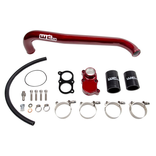 Wehrli WCF100405-BS - 01-05 Chevy 6.6L LB7/LLY Duramax Thermostat Housing & Upper Coolant Pipe Kit - Bengal Silver