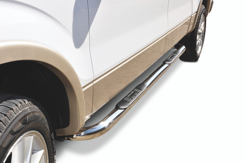 Big Country 372034 - Truck Accessories  - 3" Round Classic Side Bars With Mounting Bracket Kit - Polished Stainless Steel