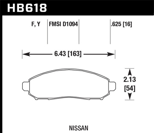 Hawk HB618F.625 - HPS Disc Brake Pad; 0.625 Thickness;