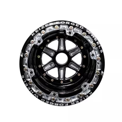 Keizer Aluminum Wheels 15176SPFBLB - Wheel Splined 15x17 Blk Outer Beadlock 5in BS