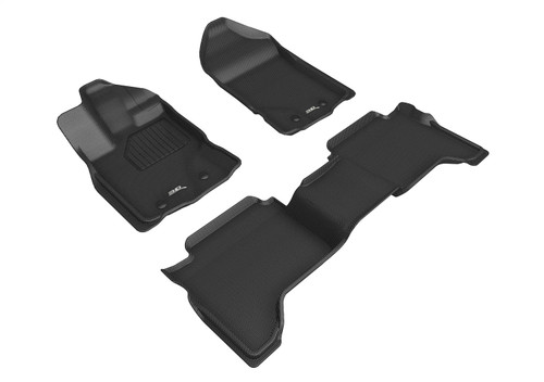 3D MAXpider L1FR12201509 - 2019-2020 Ford Ranger Supercrew Kagu 1st & 2nd Row Floormats - Black