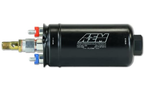AEM 50-1009 - 400LPH High Pressure Inline Fuel Pump - M18x1.5 Female Inlet to M12x1.5 Male Outlet