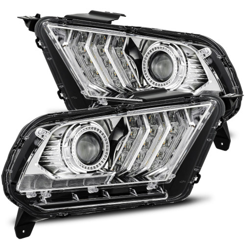 AlphaRex 880111 - 10-12 Ford Mustang PRO-Series Projector Headlights Plank Style Chrome w/Top/Bottom DRL