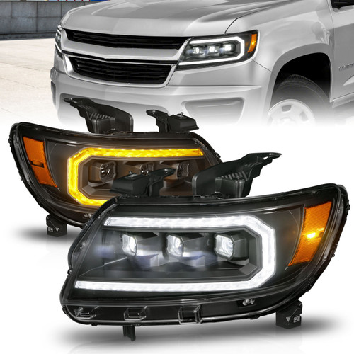 Anzo 111615 - 15-22 Chevrolet Colorado Full LED Projector Headlights w/ Initiation & Sequential - Black