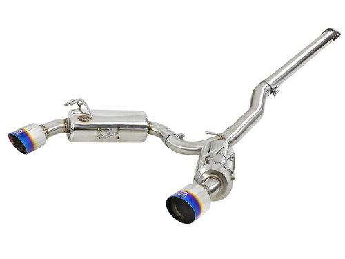 aFe Power 49-36701-L - Takeda 3in. to 2.5in. 304 SS C/B Exhaust 08-15 Mitsubishi EVO I4-2.0L (t) - Blue Flamed Tips