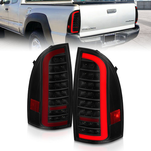 Anzo 311428 - 05-15 Toyota Tacoma Full LED Tail Lights w/Light Bar Sequential Black Housing Smoke Lens