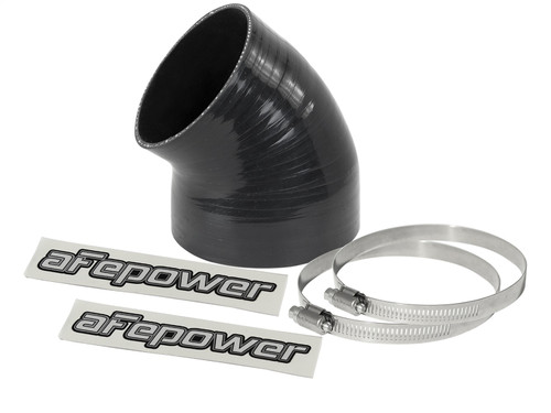 aFe Power 59-00085 - Magnum FORCE CAI Univ. Silicone (4.125in to 3.5in ID / 49 Deg.) Elbow Reducing Coupler - Black