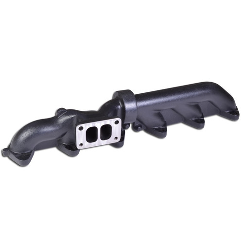 ATS Diesel 2049202272 - 2003-07.5 5.9L Cummins 2-Piece Pulse Flow Exhaust Manifold Kit T-3 Turbo Flange Non Wastegated Ceramic Coated Black